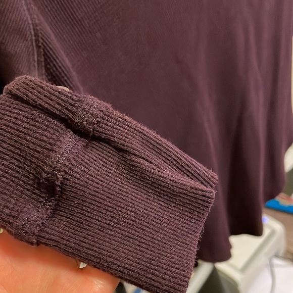 TWO tops. TNA xs burgundy waffle long sleeve and tan black waffle shirt size s - Picture 4 of 8